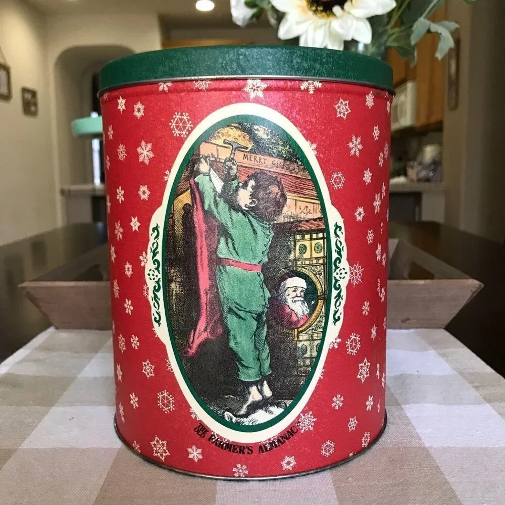 Vintage Christmas Cookie Tin Home Decor Accent